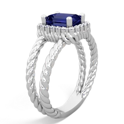 Lab Sapphire Rope Split Band 14K White Gold ring R2628