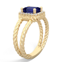 Lab Sapphire Rope Split Band 14K Yellow Gold ring R2628