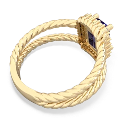 Lab Sapphire Rope Split Band 14K Yellow Gold ring R2628
