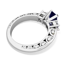 Lab Sapphire Art Deco Diamond 7X5 Emerald-Cut Engagement 14K White Gold ring R20017EM