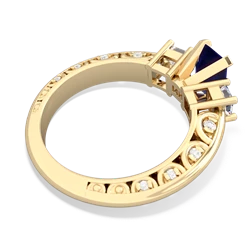 Lab Sapphire Art Deco Diamond 7X5 Emerald-Cut Engagement 14K Yellow Gold ring R20017EM