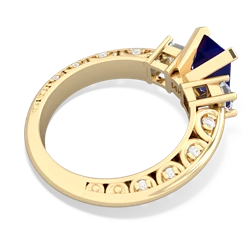 Lab Sapphire Art Deco Diamond 8X6 Emerald-Cut Engagement 14K Yellow Gold ring R20018EM
