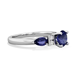 Lab Sapphire 6Mm Round Eternal Embrace Engagement 14K White Gold ring R2005