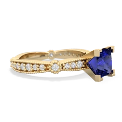 Lab Sapphire Sparkling Tiara 6Mm Princess 14K Yellow Gold ring R26296SQ