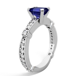Lab Sapphire Sparkling Tiara 7X5mm Emerald-Cut 14K White Gold ring R26297EM