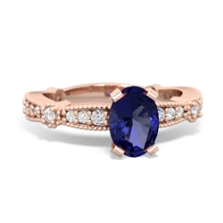 Lab Sapphire Sparkling Tiara 7X5mm Oval 14K Rose Gold ring R26297VL
