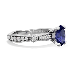 Lab Sapphire Sparkling Tiara 8X6 Oval 14K White Gold ring R26298VL