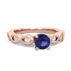 Lab Sapphire Infinity 5Mm Round Engagement 14K Rose Gold ring R26315RD
