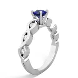 Lab Sapphire Infinity 5Mm Round Engagement 14K White Gold ring R26315RD