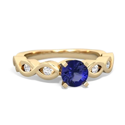 Lab Sapphire Infinity 5Mm Round Engagement 14K Yellow Gold ring R26315RD
