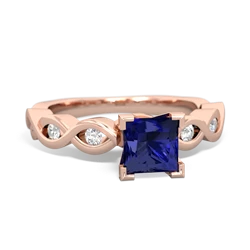 Lab Sapphire Infinity 5Mm Square Engagement 14K Rose Gold ring R26315SQ