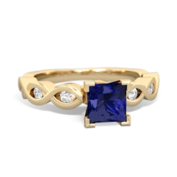 Lab Sapphire Infinity 5Mm Square Engagement 14K Yellow Gold ring R26315SQ