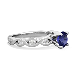Lab Sapphire Infinity 6Mm Round Engagement 14K White Gold ring R26316RD