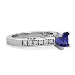 Lab Sapphire Art Deco Engagement 5Mm Square 14K White Gold ring R26355SQ