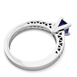 Lab Sapphire Art Deco Engagement 5Mm Square 14K White Gold ring R26355SQ