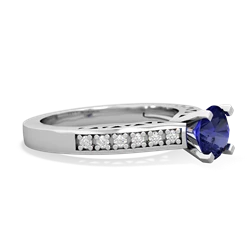 Lab Sapphire Art Deco Engagement 6Mm Round 14K White Gold ring R26356RD