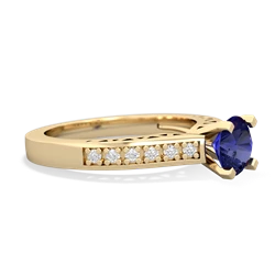 Lab Sapphire Art Deco Engagement 6Mm Round 14K Yellow Gold ring R26356RD