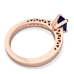 Lab Sapphire Art Deco Engagement 7X5mm Emerald-Cut 14K Rose Gold ring R26357EM