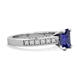 Lab Sapphire Art Deco Engagement 7X5mm Emerald-Cut 14K White Gold ring R26357EM