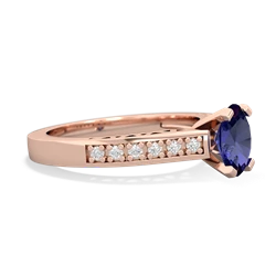 Lab Sapphire Art Deco Engagement 7X5mm Oval 14K Rose Gold ring R26357VL