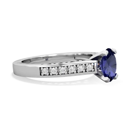 Lab Sapphire Art Deco Engagement 7X5mm Oval 14K White Gold ring R26357VL