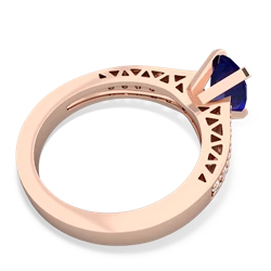 Lab Sapphire Art Deco Engagement 8X6mm Oval 14K Rose Gold ring R26358VL
