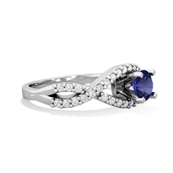 Lab Sapphire Diamond Twist 5Mm Round Engagment  14K White Gold ring R26405RD