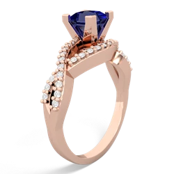 Lab Sapphire Diamond Twist 5Mm Square Engagment  14K Rose Gold ring R26405SQ
