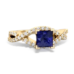 Lab Sapphire Diamond Twist 5Mm Square Engagment  14K Yellow Gold ring R26405SQ