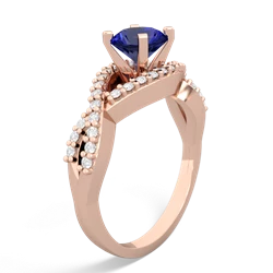Lab Sapphire Diamond Twist 6Mm Round Engagment  14K Rose Gold ring R26406RD