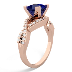 Lab Sapphire Diamond Twist 6Mm Princess Engagment  14K Rose Gold ring R26406SQ