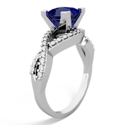 Lab Sapphire Diamond Twist 6Mm Princess Engagment  14K White Gold ring R26406SQ
