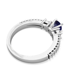 Lab Sapphire Classic 5Mm Round Engagement 14K White Gold ring R26435RD