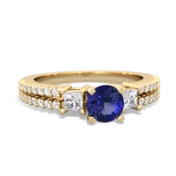 Lab Sapphire Classic 5Mm Round Engagement 14K Yellow Gold ring R26435RD