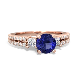 Lab Sapphire Classic 6Mm Round Engagement 14K Rose Gold ring R26436RD