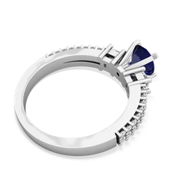 Lab Sapphire Classic 6Mm Round Engagement 14K White Gold ring R26436RD