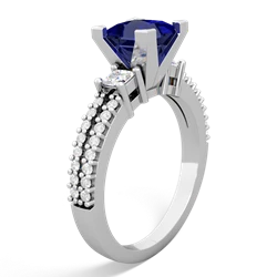 Lab Sapphire Classic 6Mm Princess Engagement 14K White Gold ring R26436SQ