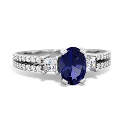 Lab Sapphire Classic 7X5mm Oval Engagement 14K White Gold ring R26437VL