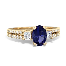 Lab Sapphire Classic 7X5mm Oval Engagement 14K Yellow Gold ring R26437VL