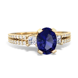 Lab Sapphire Classic 8X6mm Oval Engagement 14K Yellow Gold ring R26438VL