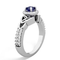 Lab Sapphire Celtic Knot Halo 14K White Gold ring R26445RH