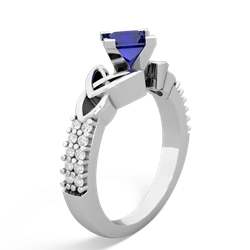 Lab Sapphire Celtic Knot 5Mm Square Engagement 14K White Gold ring R26445SQ