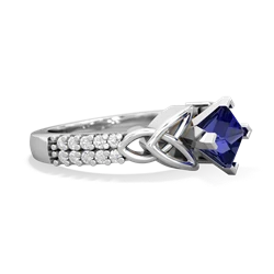 Lab Sapphire Celtic Knot 5Mm Square Engagement 14K White Gold ring R26445SQ
