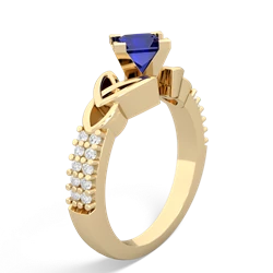 Lab Sapphire Celtic Knot 5Mm Square Engagement 14K Yellow Gold ring R26445SQ