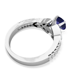 Lab Sapphire Celtic Knot 6Mm Round Engagement 14K White Gold ring R26446RD
