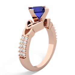 Lab Sapphire Celtic Knot 6Mm Princess Engagement 14K Rose Gold ring R26446SQ