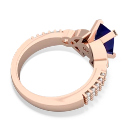 Lab Sapphire Celtic Knot 8X6 Emerald-Cut Engagement 14K Rose Gold ring R26448EM