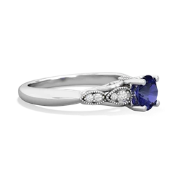 Lab Sapphire Antique Elegance 14K White Gold ring R3100