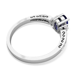 Lab Sapphire Filligree Scroll Oval 14K White Gold ring R0812