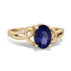 Lab Sapphire Swirls 14K Yellow Gold ring R2347